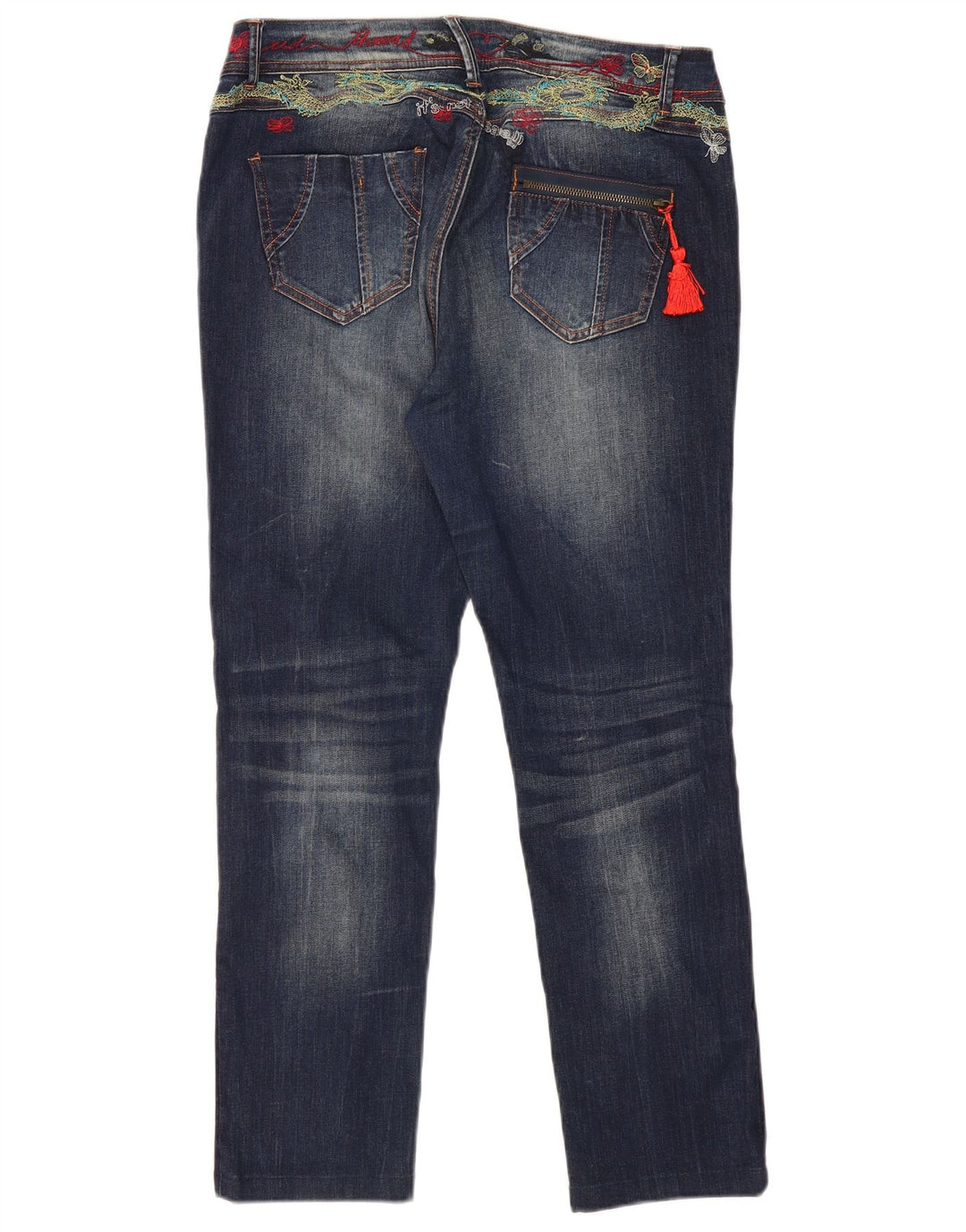 Blugi Desigual pentru femei Graphic Slim W34 L29 Poliester bleumarin
