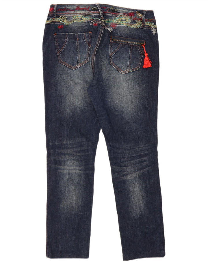 Blugi Desigual pentru femei Graphic Slim W34 L29 Poliester bleumarin