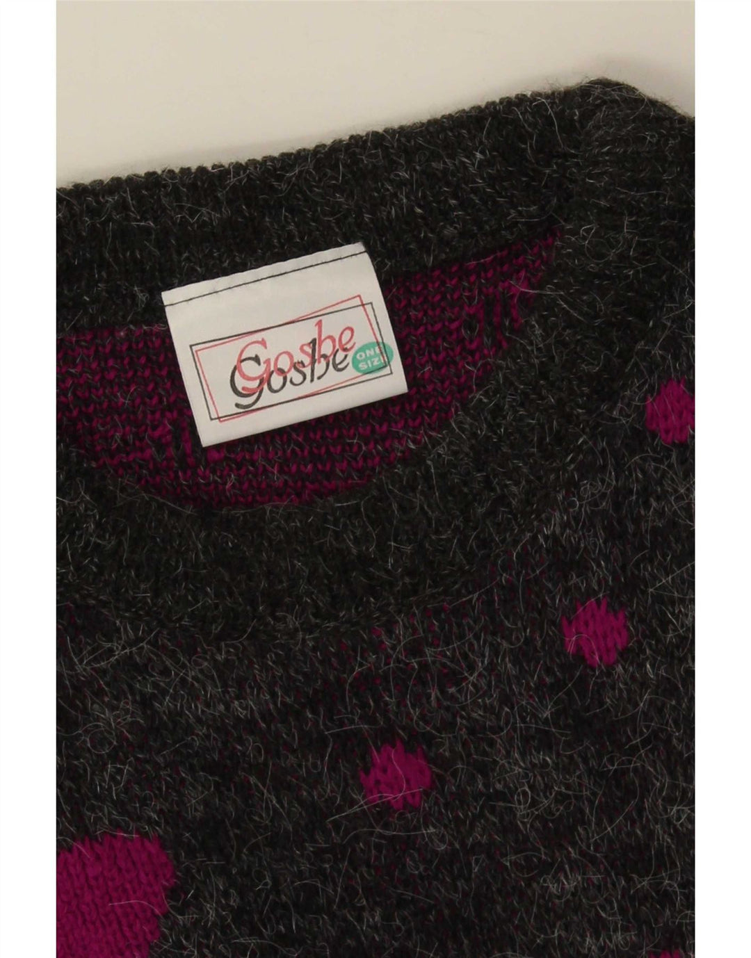 Pulover vintage pentru femei cu paragate cu gât de barcă, mărime unica, cu pete gri