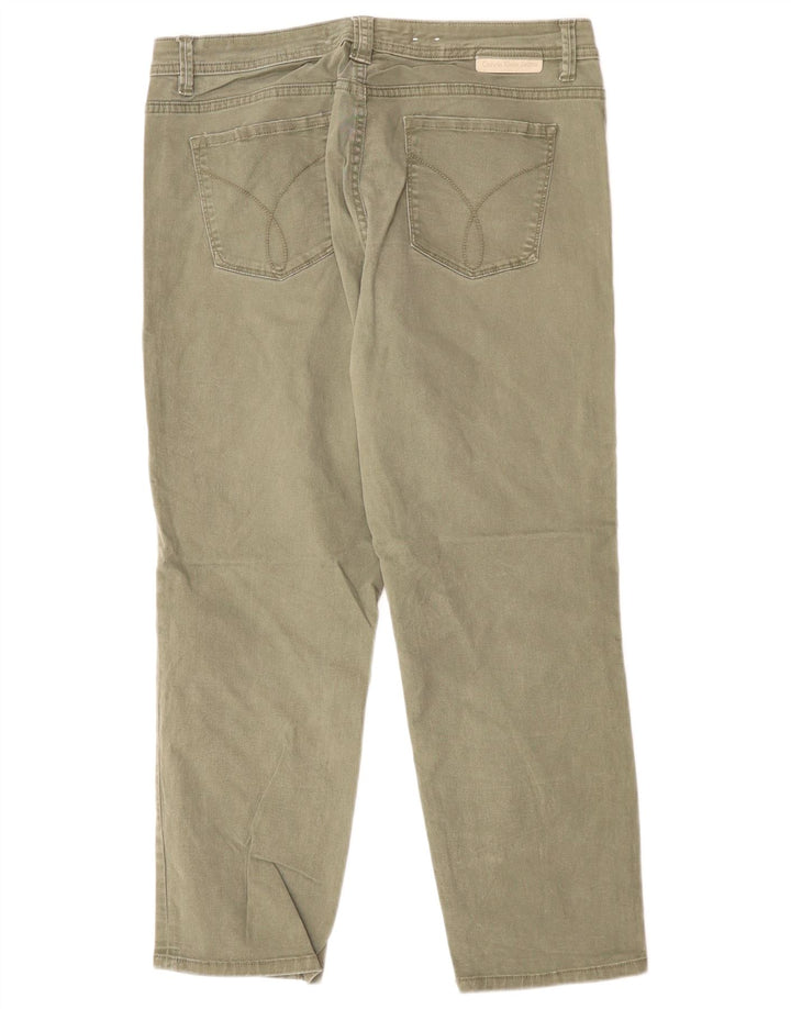 CALVIN KLEIN Pantaloni tăiați drept pentru femei US 12 Large W32 L25 Khaki
