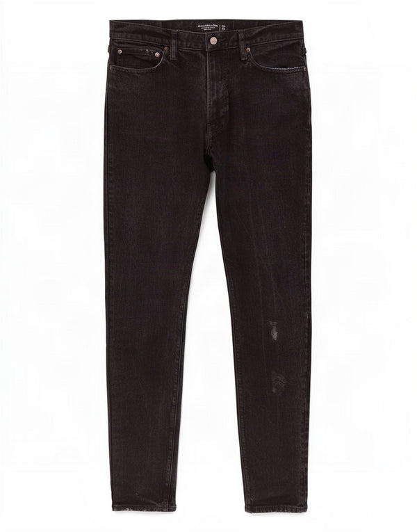 Blugi slim pentru bărbați Abercrombie & Fitch Distressed Slim W32 L34 Bumbac negru
