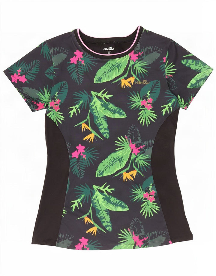 Tricou cu grafic pentru femei Ellesse Top UK 12 Medium Negru Floral Poliester