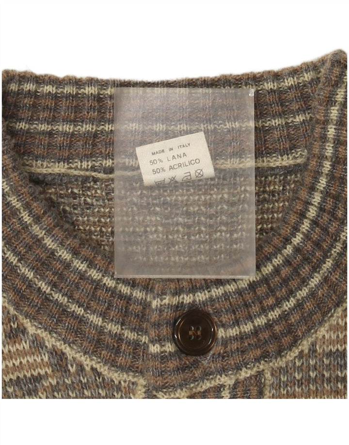 Pulover Cardigan Vintage pentru bărbați Gri mediu Lână Fair Isle