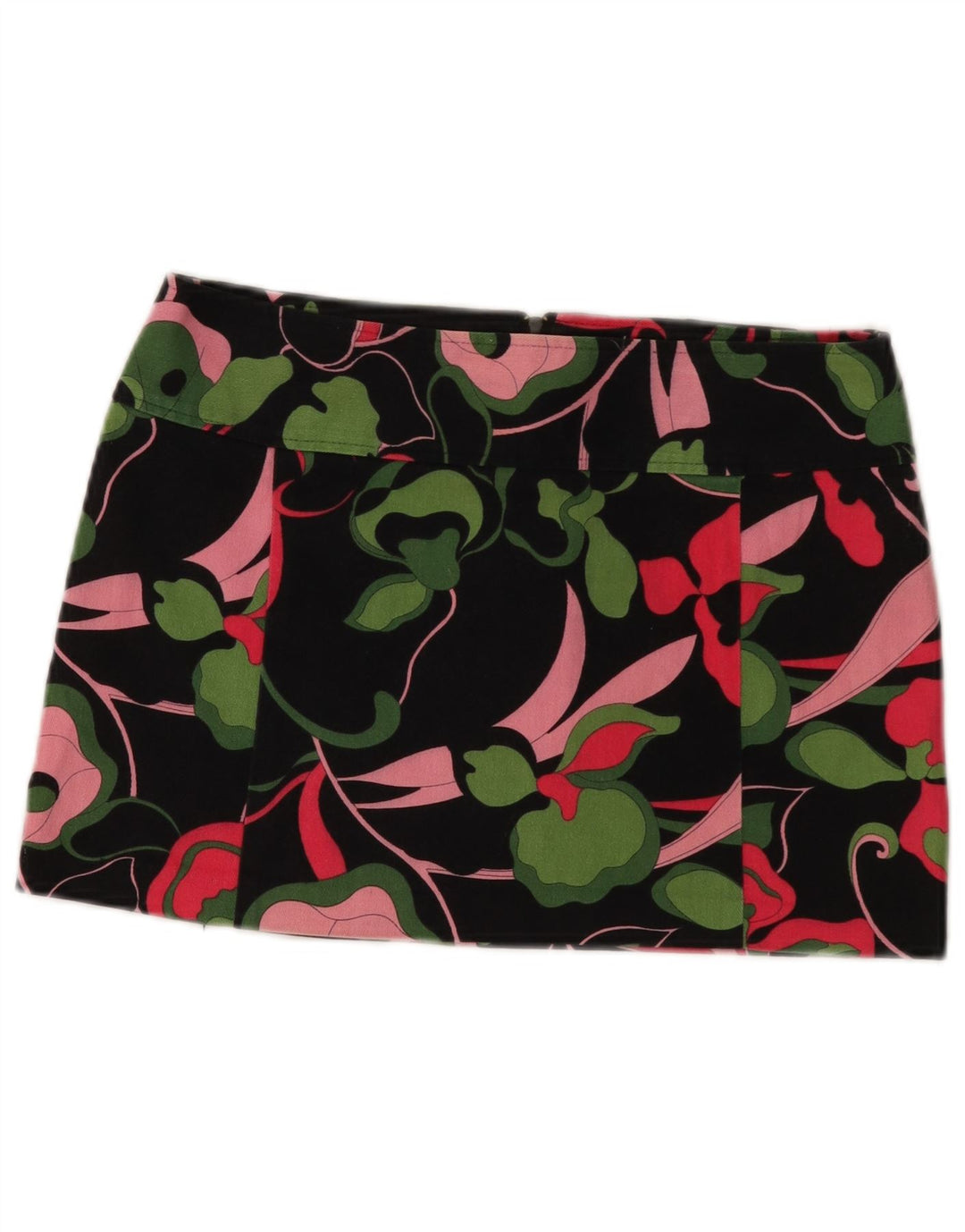 Fusta mini pentru femei VINTAGE IT 42 Medium W30 Bumbac floral negru