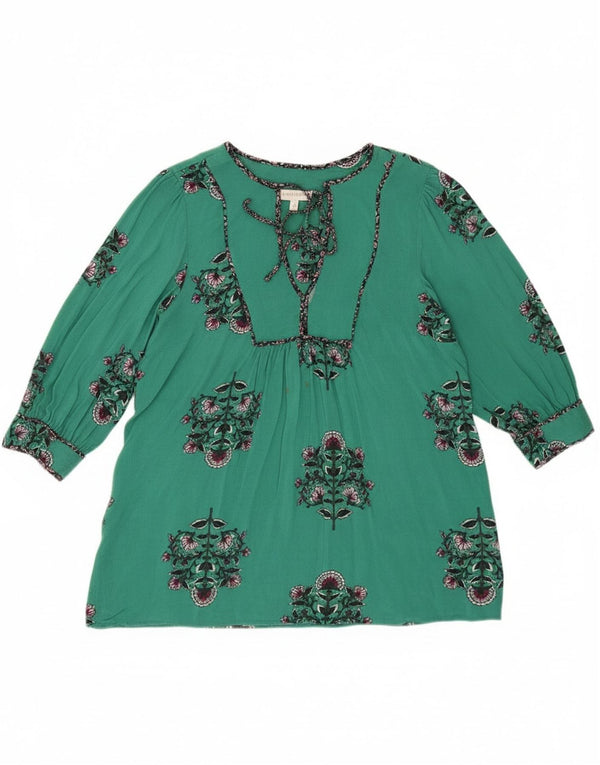 Bluză pentru femei Monsoon cu mâneci 3/4, UK 14, viscoză florală verde medie