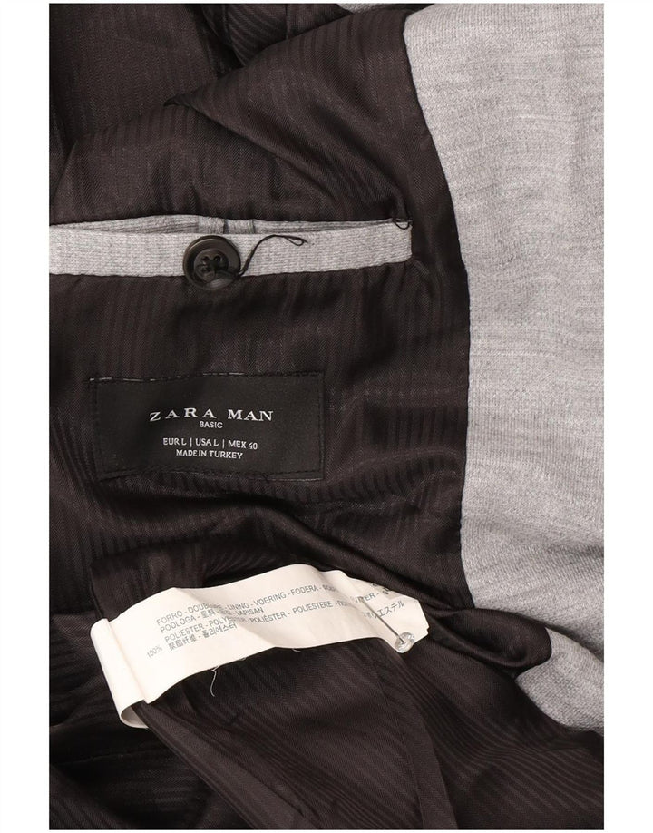 Blazer pentru bărbați Zara, cu 2 nasturi, UK 40, mare, gri