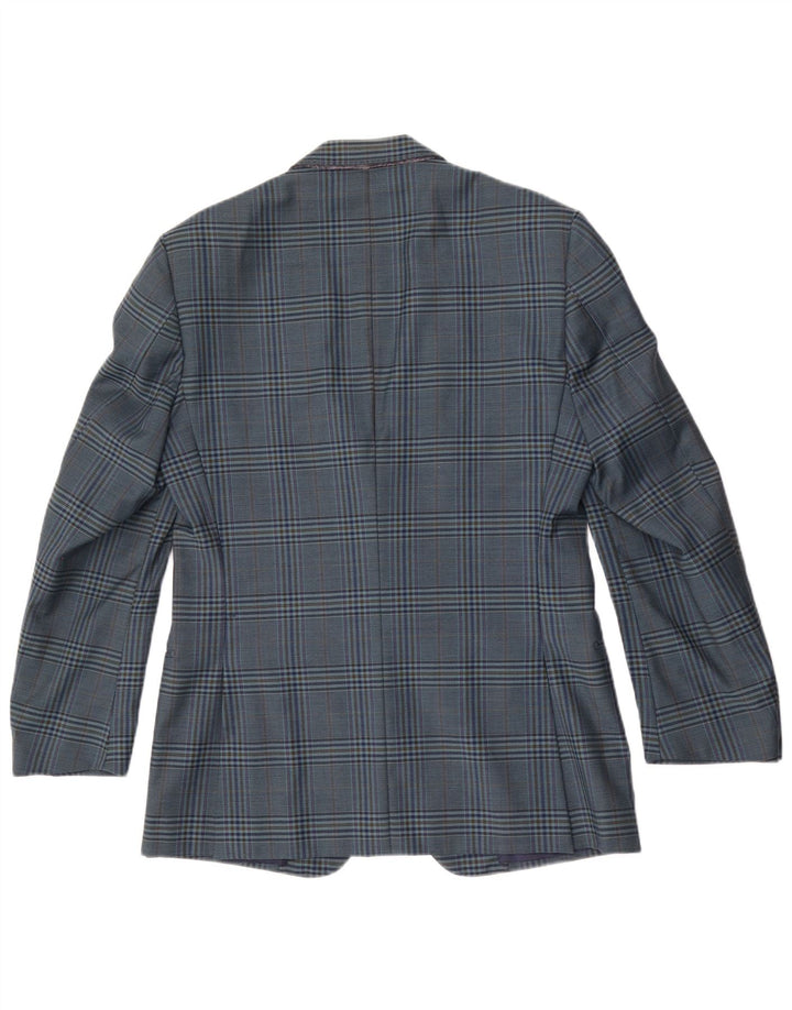 Blazer Vintage pentru bărbați cu 2 nasturi IT 50 Lână mare cu carouri albastre