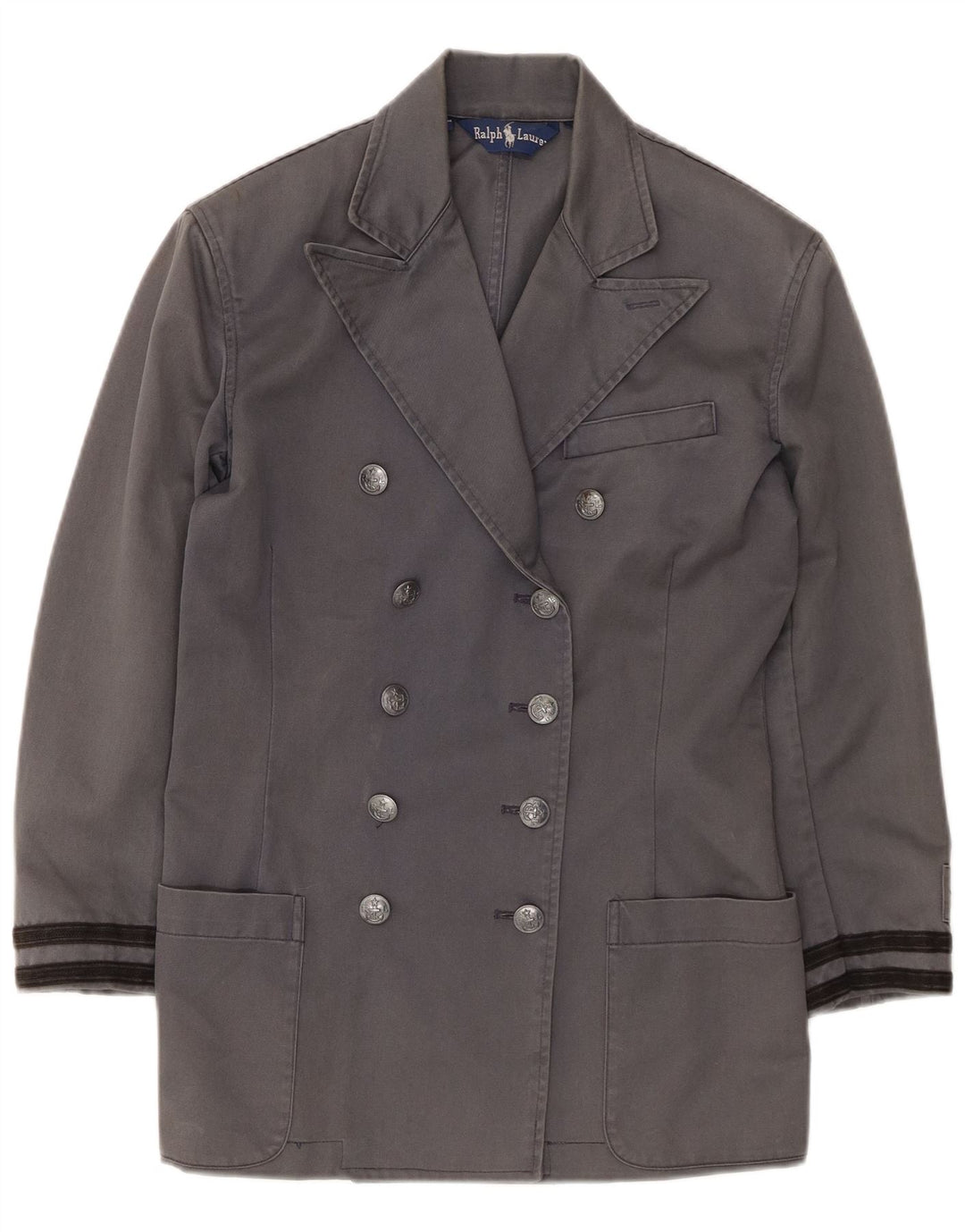 Palton dublu pentru femei Ralph Lauren US 4 mic bumbac gri