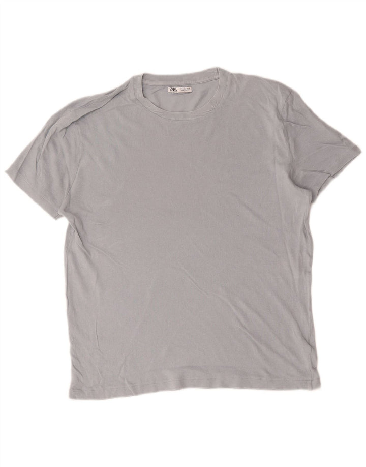Tricou pentru bărbați Zara Top din bumbac gri mediu