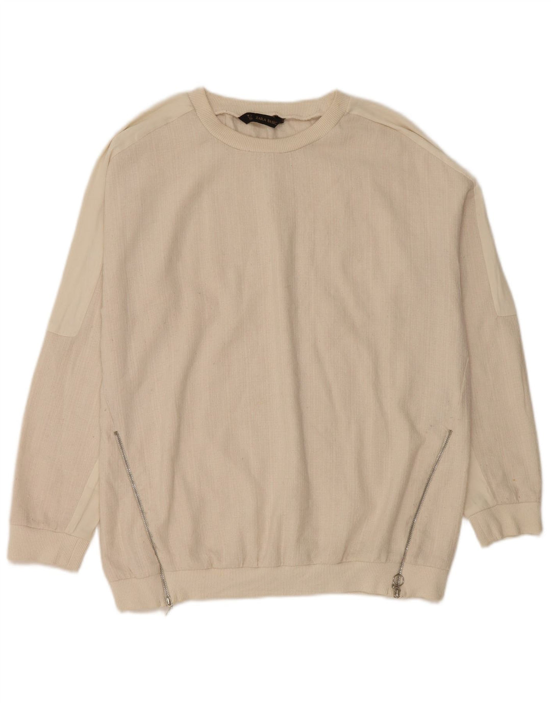 Pulover pentru damă Zara UK 16, mare bumbac alb