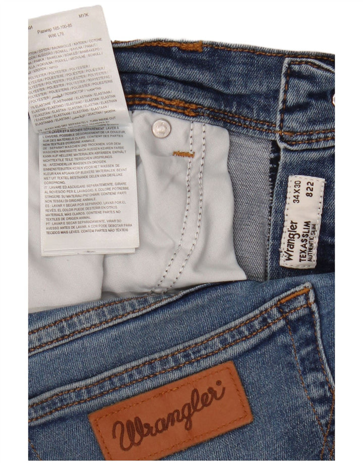 Blugi slim pentru bărbați Wrangler W34 L30 bumbac albastru