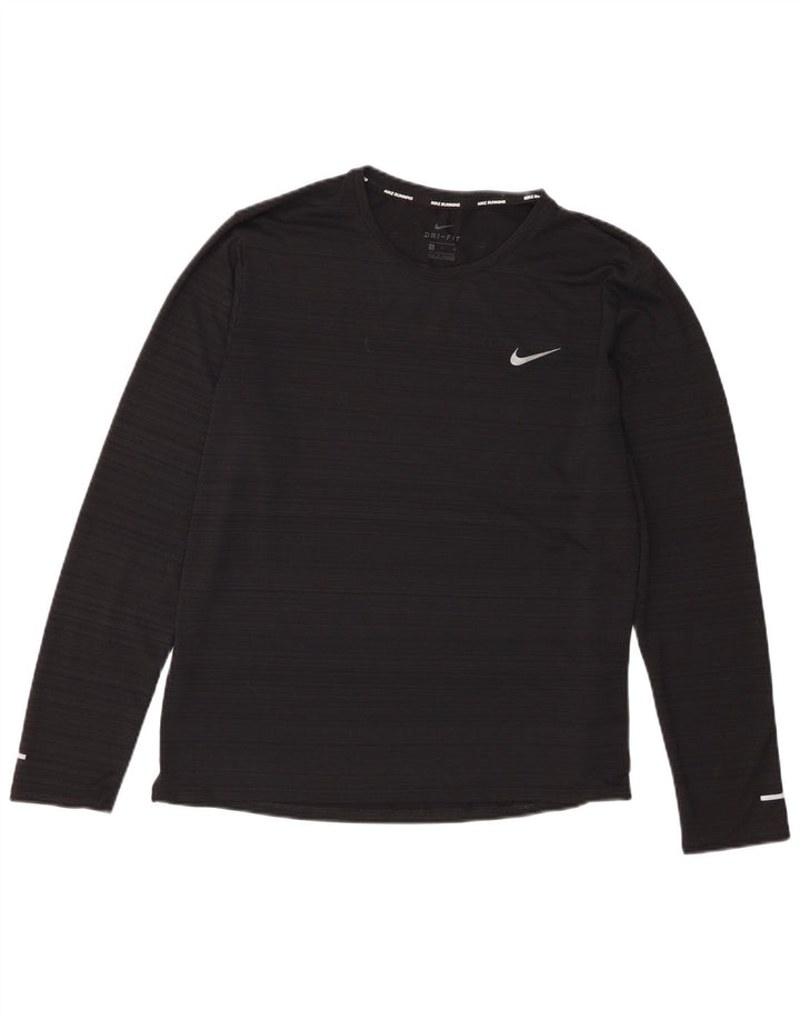 Nike Dri Fit Top cu mânecă lungă pentru femei UK 16 Poliester cu dungi negre mari