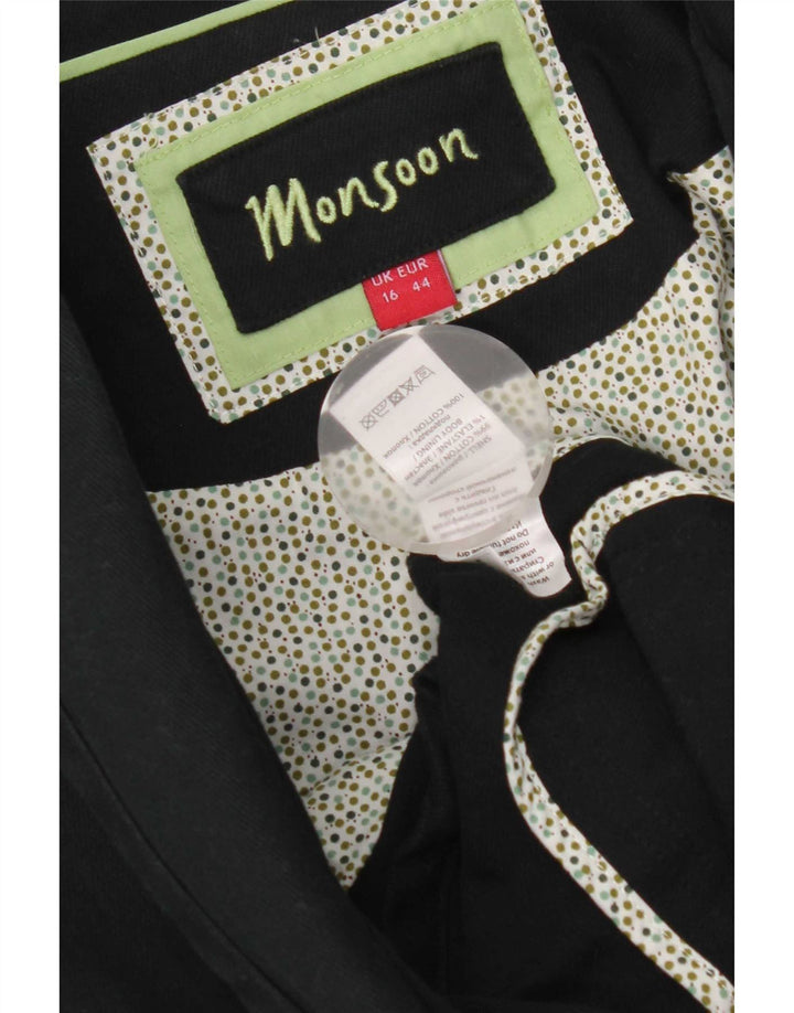 Sacou blazer pentru femei Monsoon cu 1 nasture UK 16 mare, bumbac bleumarin