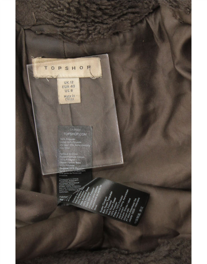 TOPSHOP Womens Oversized Faux Fur Overcoat UK 12 Medium Grey Polyester Vintage Topshop and Second-Hand Topshop from Messina Hembry 