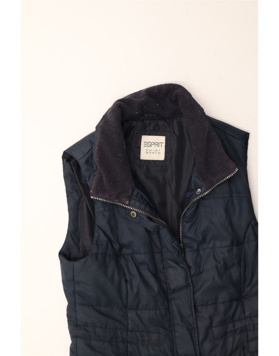 ESPRIT Womens Gilet UK 10 Small Navy Blue Polyester Vintage Esprit and Second-Hand Esprit from Messina Hembry 