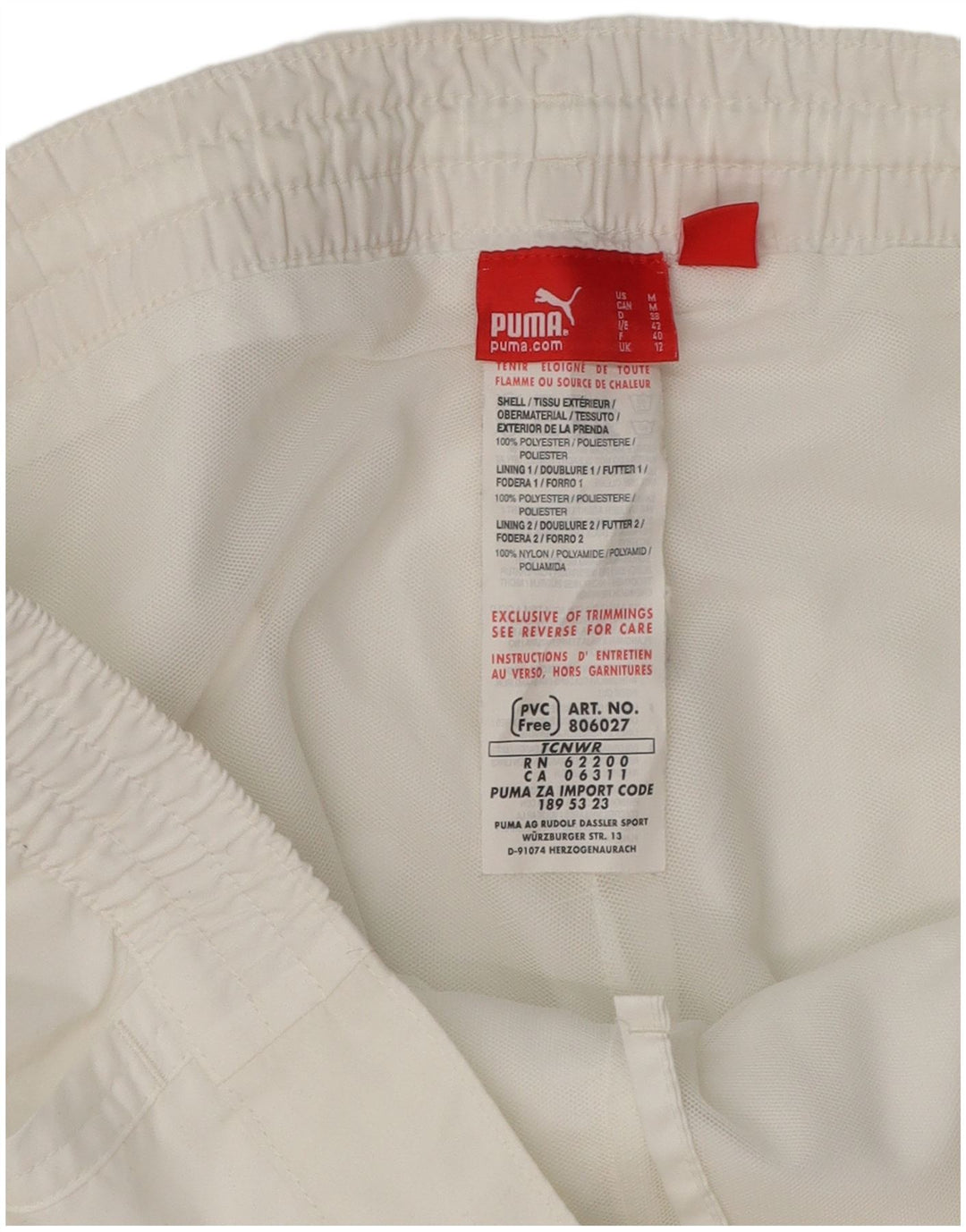 Pantaloni de trening PUMA pentru femei UK 12 Poliester alb mediu