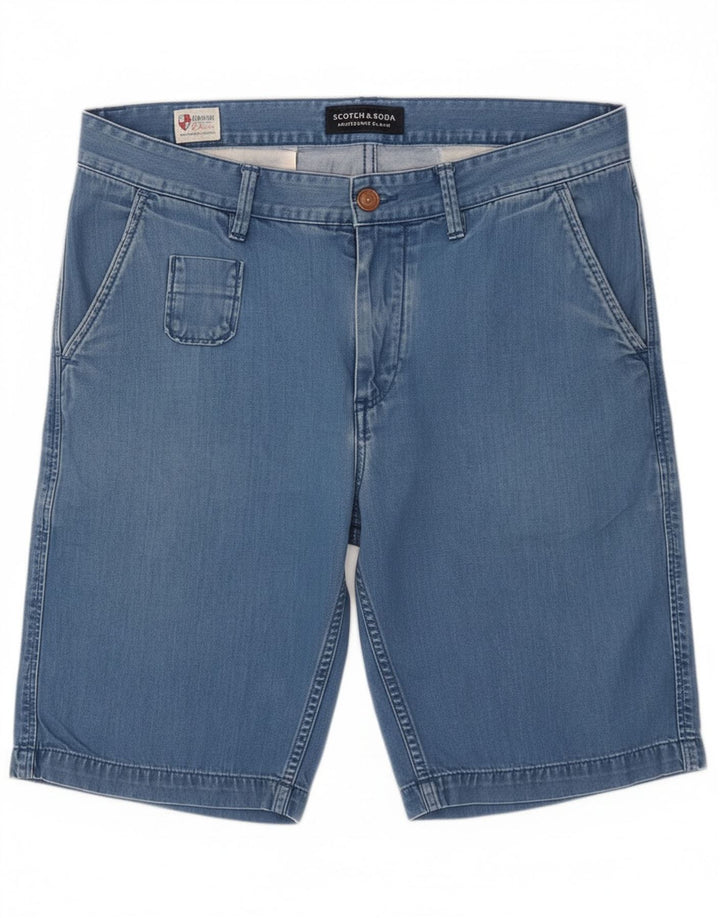 Scotch & Soda Pantaloni scurți din denim pentru bărbați W32, bumbac albastru mediu