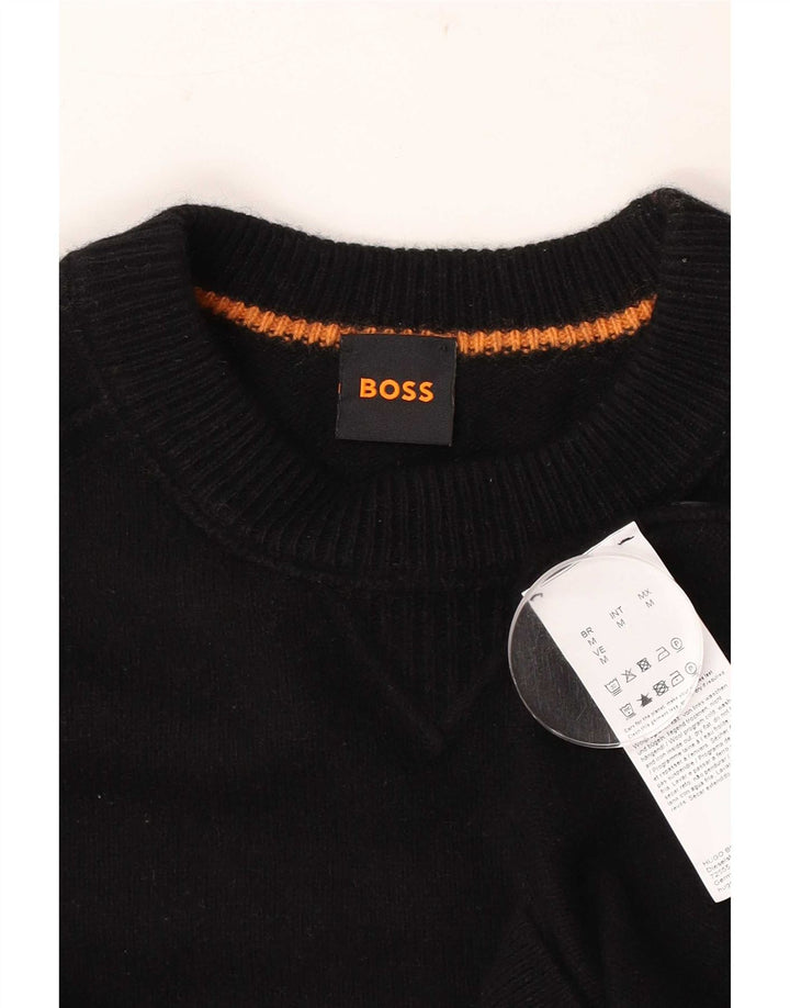 Pulover Hugo Boss pentru bărbați cu decolteu rotund, bumbac mediu negru