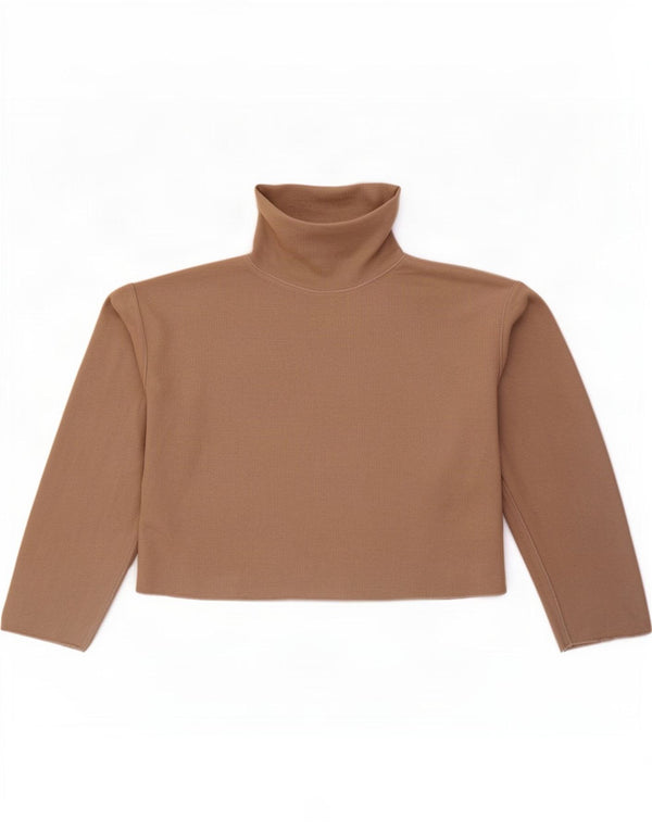 Crop Top pentru femei Zara cu mânecă lungă UK 10 mic, bej, bumbac