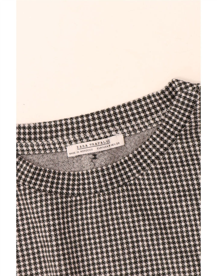 Bluză cu mânecă lungă pentru femei Zara UK 12 Medium Black Check