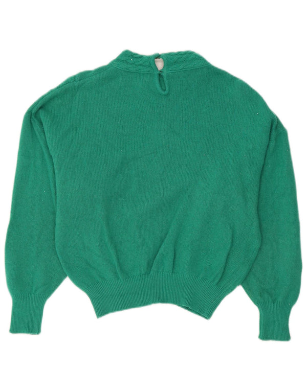 Pulover vintage cu gât țestoasă pentru femei IT 46 Angora verde mare