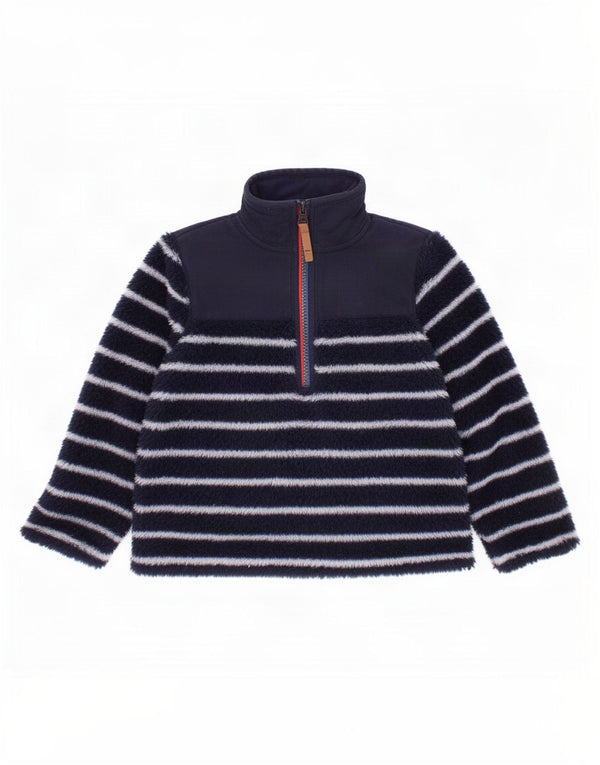 Pulover din fleece Joules pentru bebeluși, cu fermoar, 18-24 luni, bleumarin, cu dungi
