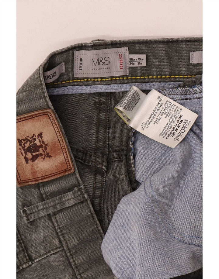 Marks & Spencer Blugi pentru bărbați Stretch Regular Straight W34 L31 bumbac gri