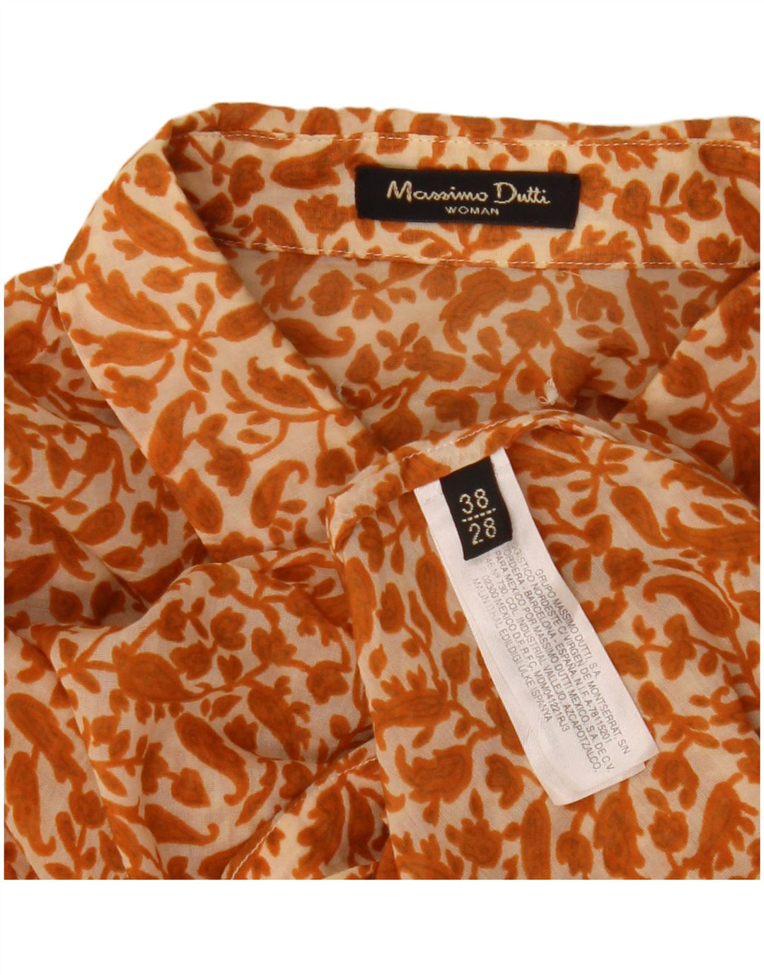 Bluză cămașă cu mâneci 3/4 pentru femei Massimo Dutti EU 38 Mic Bej Floral