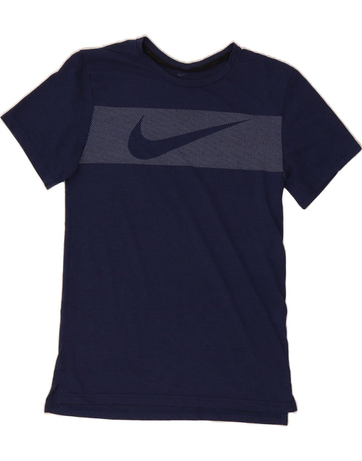 NIKE Mens Dri Fit Graphic T-Shirt Top Small Navy Blue Polyester Vintage Nike and Second-Hand Nike from Messina Hembry 