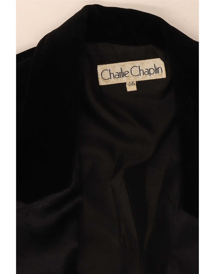 Blazer pentru femei Charlie Chaplin din catifea cu 1 nasture IT 46 Large Black