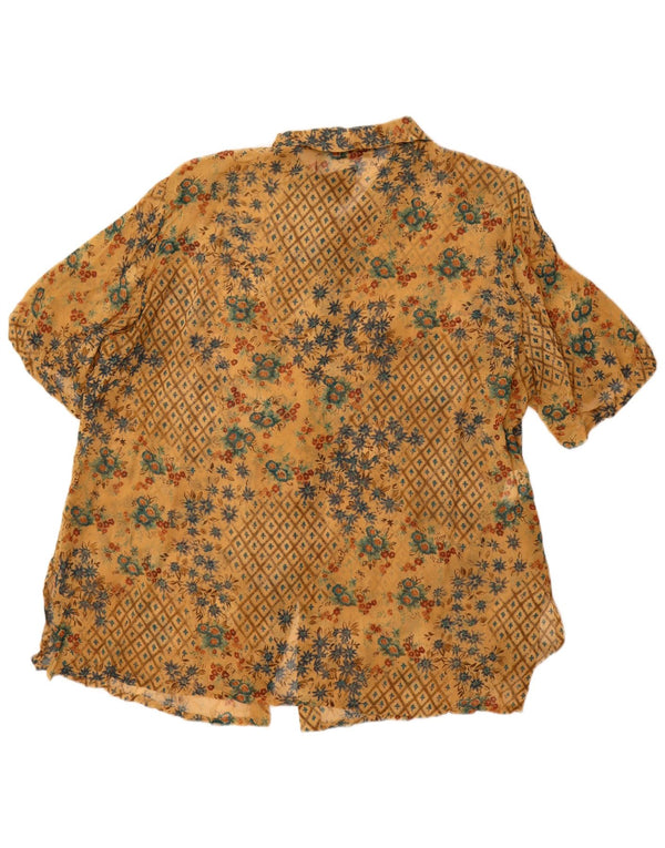 Bluză cămașă cu mânecă scurtă pentru femei ELENA MIRO UK 20 2XL Galben Floral