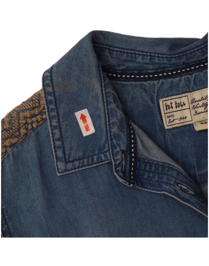Cămașă Pulover Denim pentru Femei Fat Face UK 12 Medium Blue Bumbac Bohemian