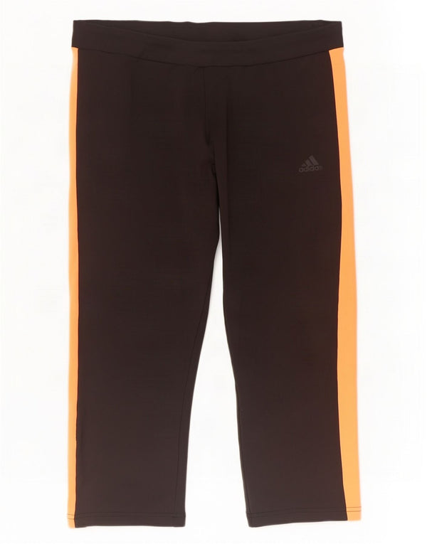 Leggings Capri Adidas pentru femei Marea Britanie 16/18, mare, negru, poliester color bloc