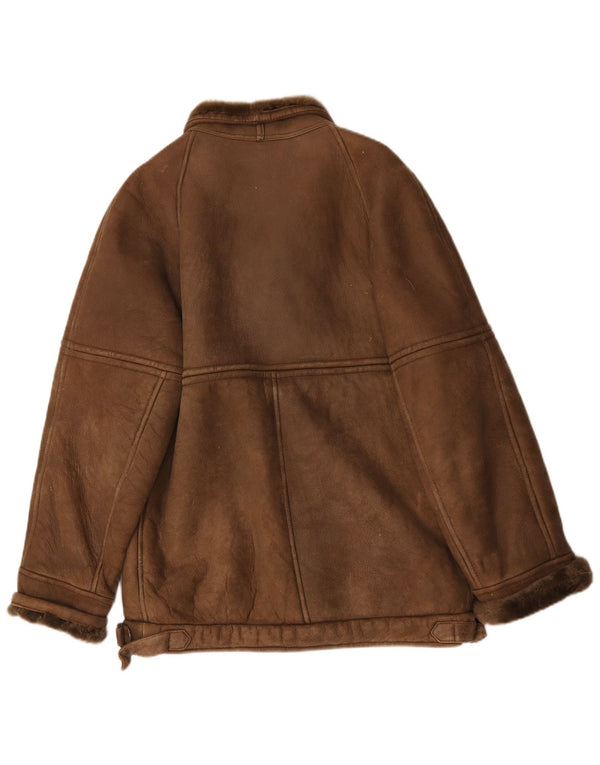 Jachetă vintage pentru bărbați din shearling IT 50 Large Brown