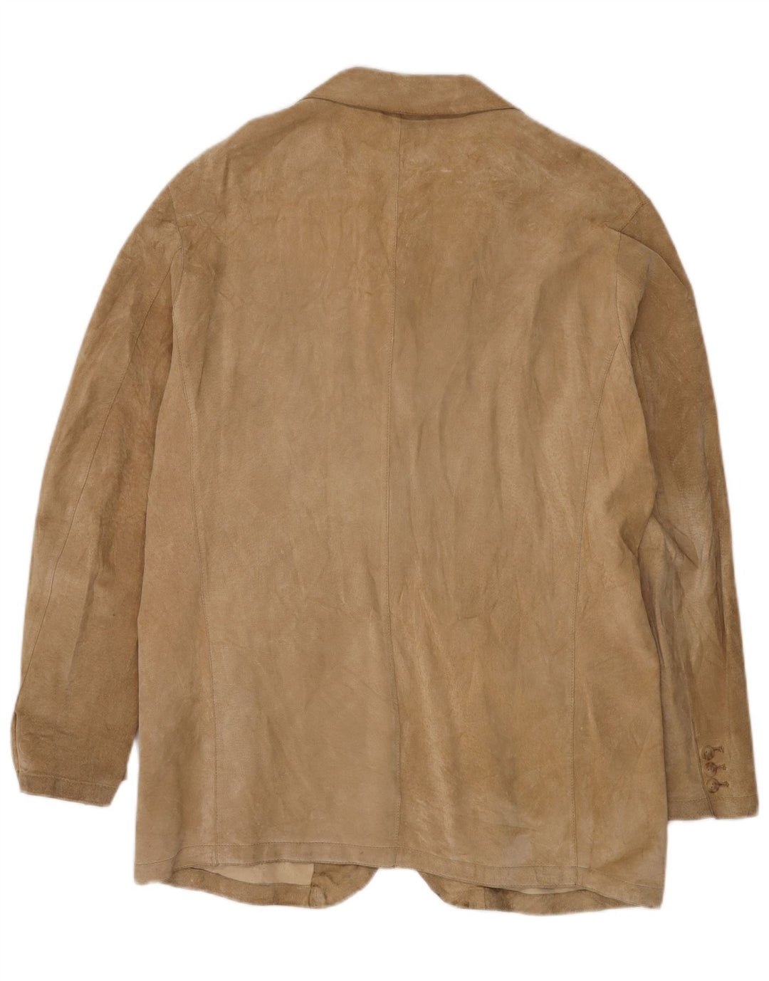 Jachetă pentru bărbați VINTAGE din piele intoarsa cu 3 nasturi UK 44 2XL piele bej