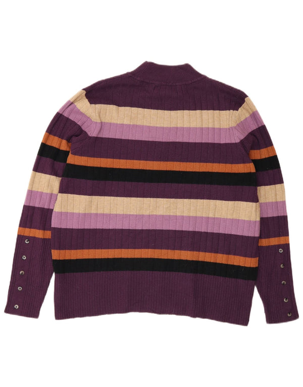Pulover cu gât țestoasă pentru femei Marks & Spencer, UK 18 XL, cu dungi violet
