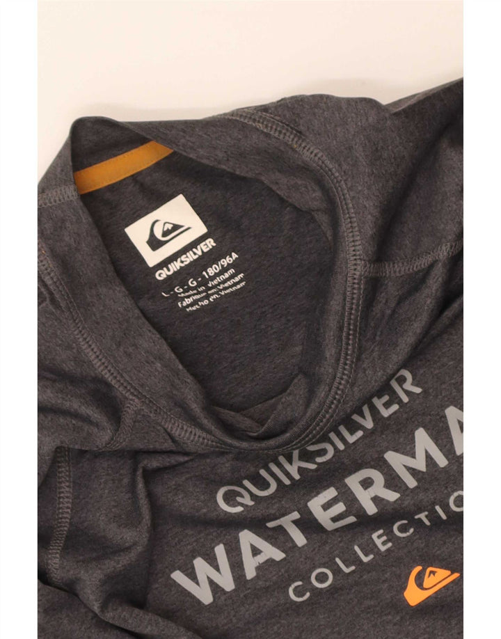 Top grafic Quiksilver pentru bărbați cu mânecă lungă, mare, gri, poliester