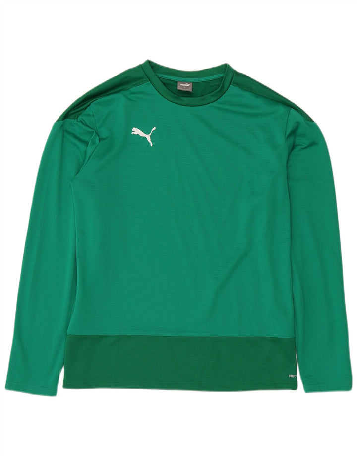 Top pentru bărbați Puma cu mânecă lungă XL, verde, poliester color bloc