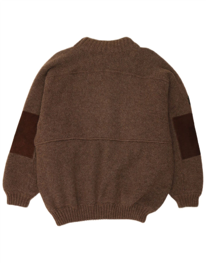 Jachetă vintage pentru bărbați din tricot, UK 40, mare, maro, bloc de culoare
