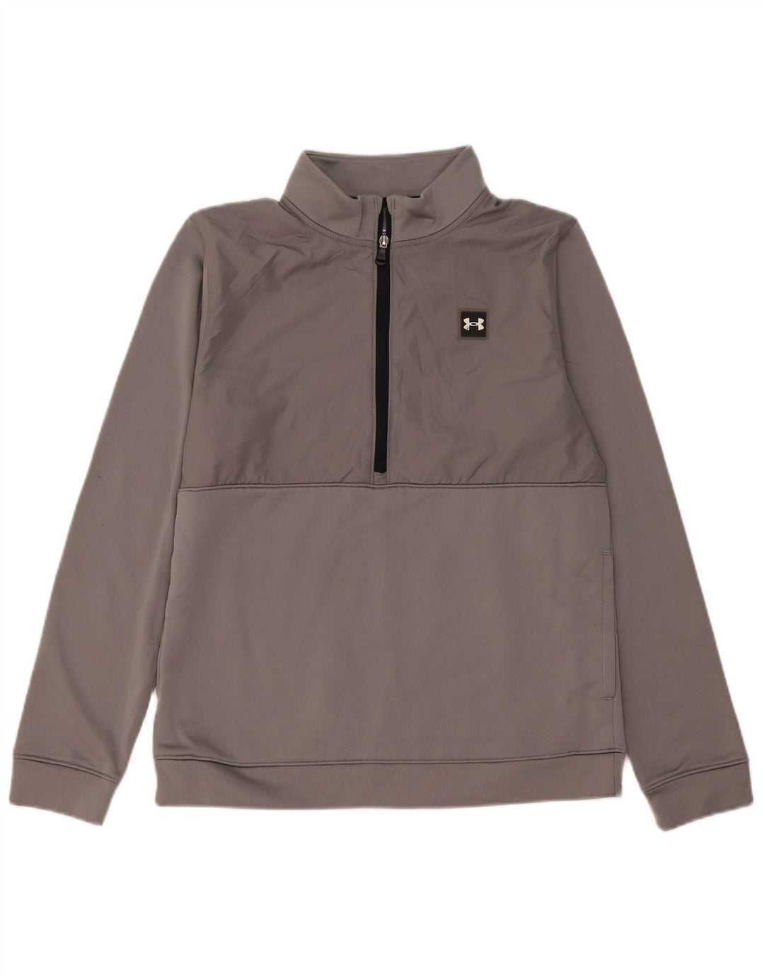 Pulover pentru băieți Under Armour, cu fermoar, cu gât, 13-14 ani, XL, poliester gri