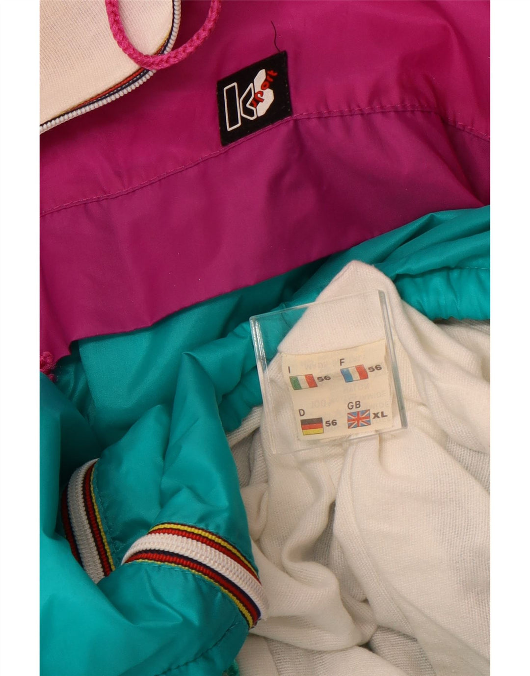 Jachetă de ploaie cu glugă pentru bărbați VINTAGE UK 42 XL roz din poliamidă color bloc