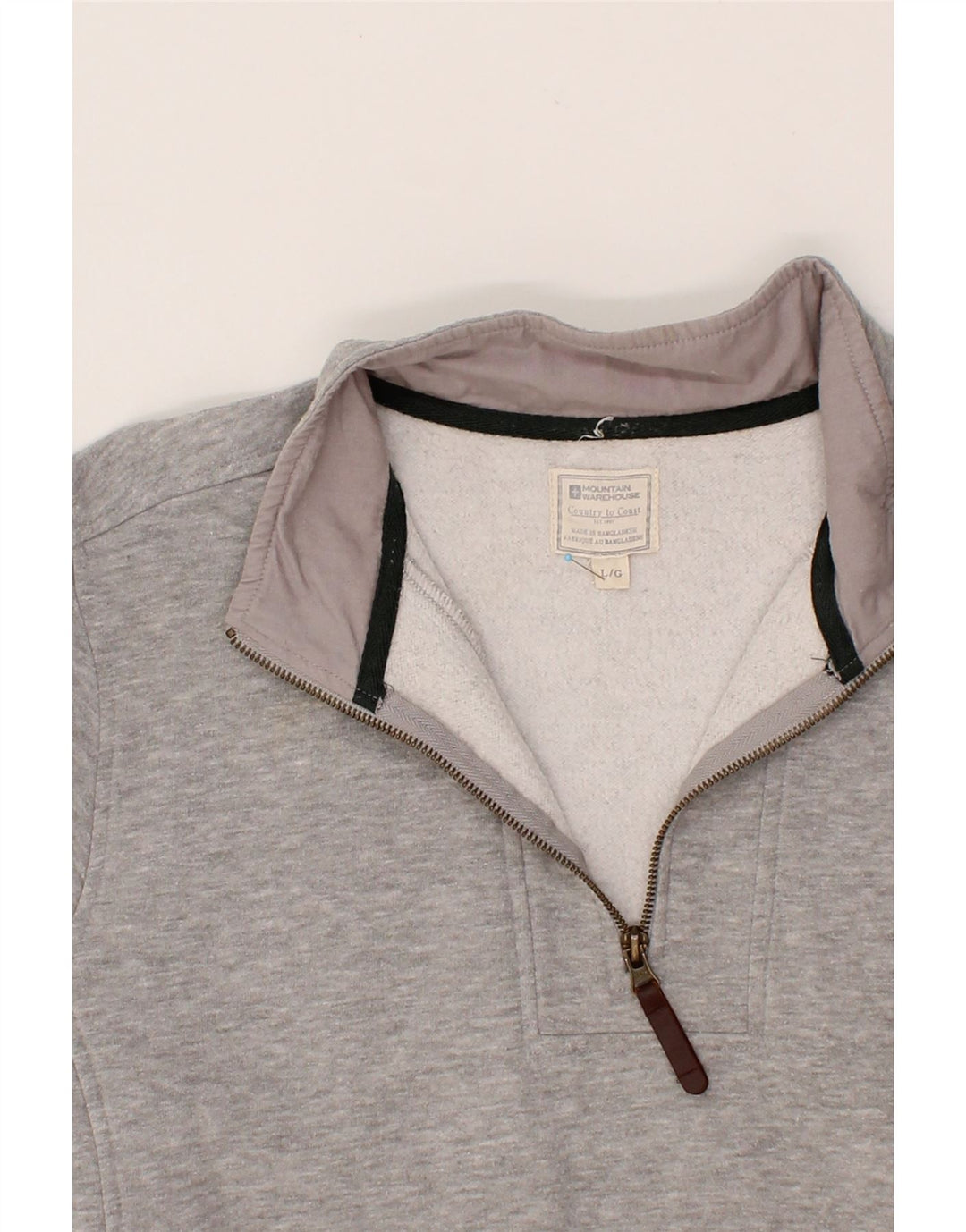 MOUNTAIN WAREHOUSE Mens Zip Neck Sweatshirt Jumper Large Grey Cotton Vintage Mountain Warehouse and Second-Hand Mountain Warehouse from Messina Hembry 