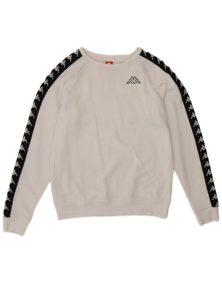 Pulover pentru damă KAPPA cu grafică pentru femei UK 14 Medium White Colorblock