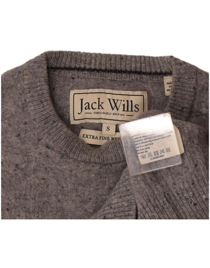 Pulover Jack Wills pentru bărbați cu gât roșu din lână cu pete mici, gri