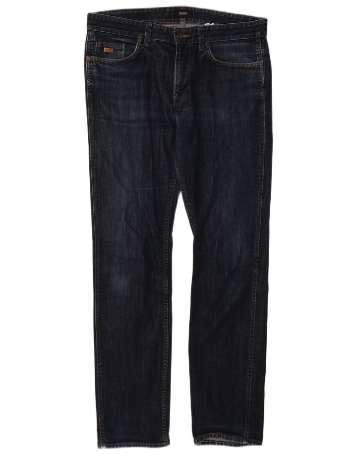 HUGO BOSS Womens Straight Jeans W33 L32  Navy Blue Cotton