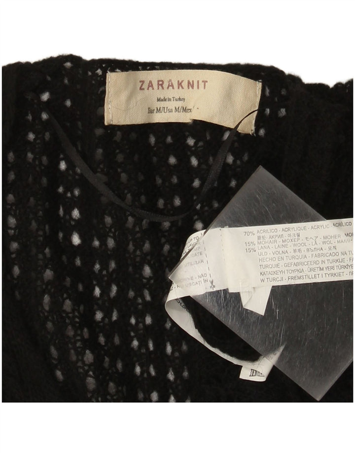 Pulover pentru femei cu decolteu în V Zara UK 12 Medium Negru Acrilic