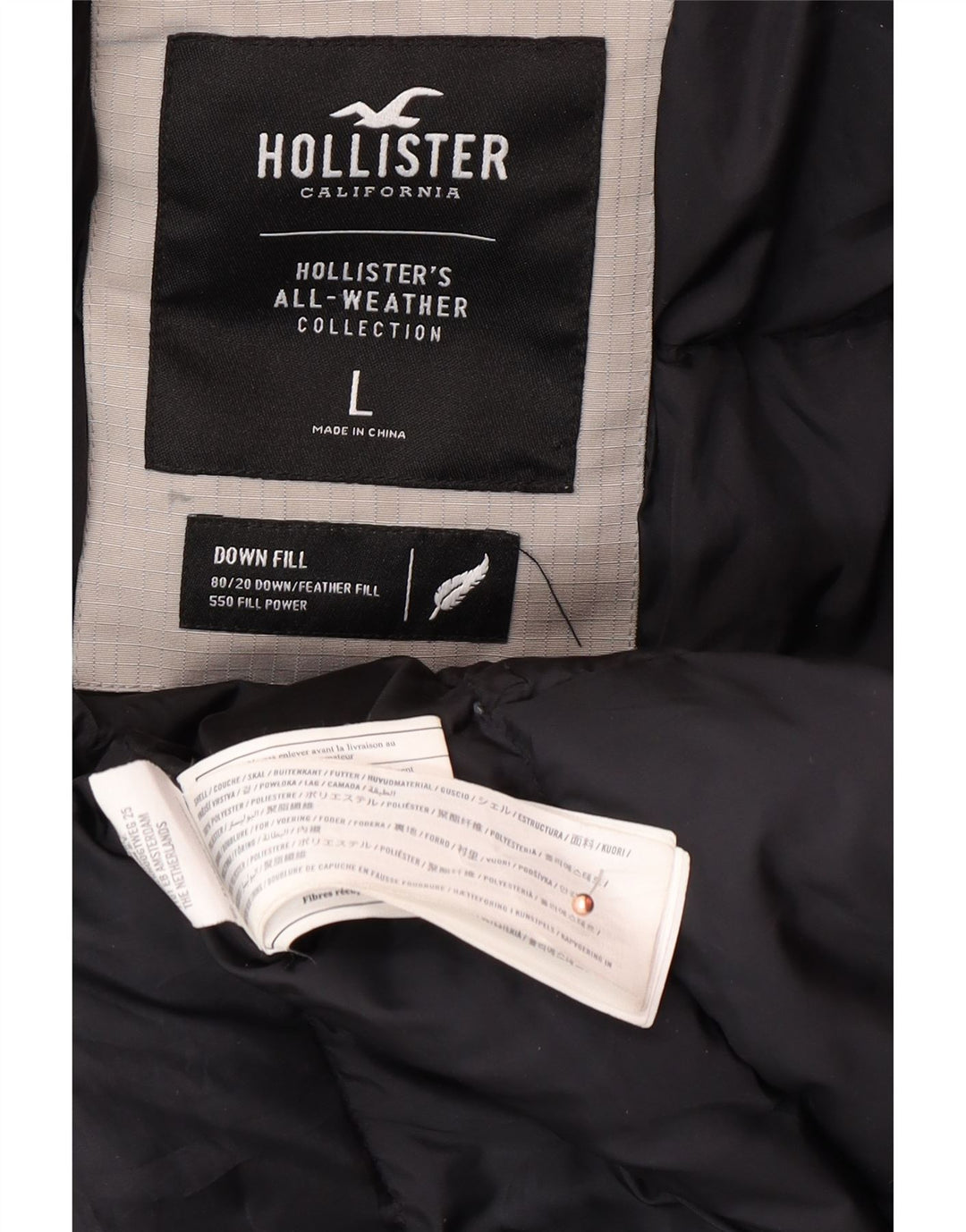 Jachetă căptușită cu glugă pentru bărbați HOLLISTER UK 40, mare, gri, poliester