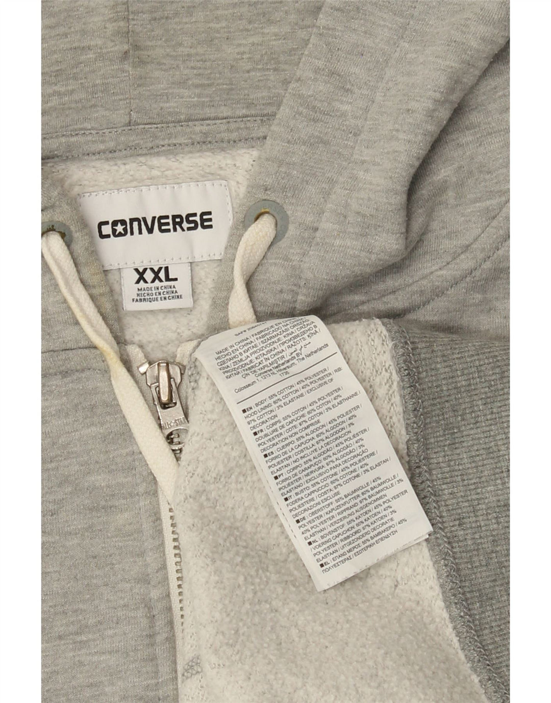 Pulover CONVERSE pentru bărbați, cu fermoar, bumbac gri 2XL
