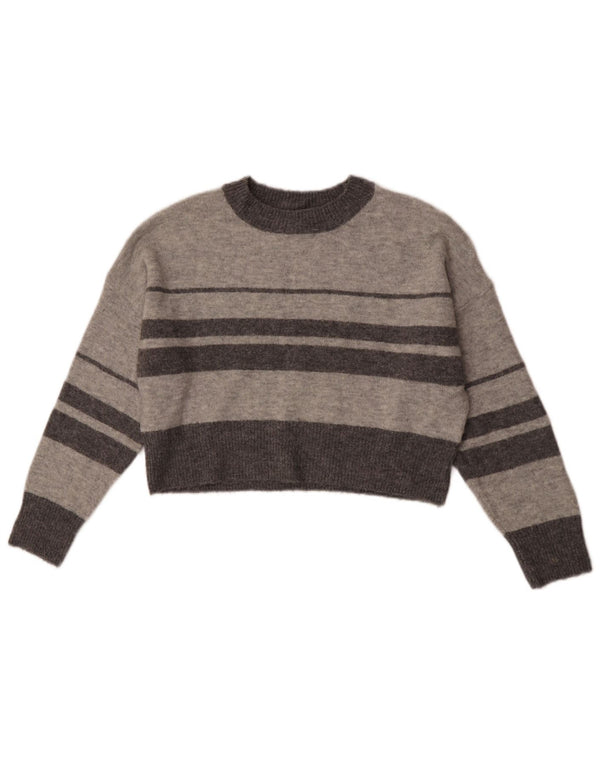 Pulover Topshop pentru femei Petite Crop Crew Deck Pulover UK 8 mic, gri cu dungi