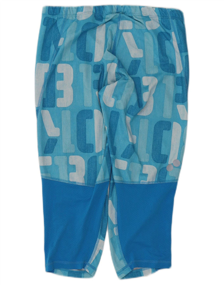 Pantaloni de trening grafic REEBOK pentru femei UK 12 Medium Blue Colorblock